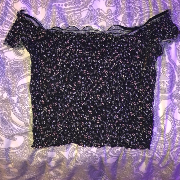 Garage - black floral smocked top (M) - Picture 1 of 3